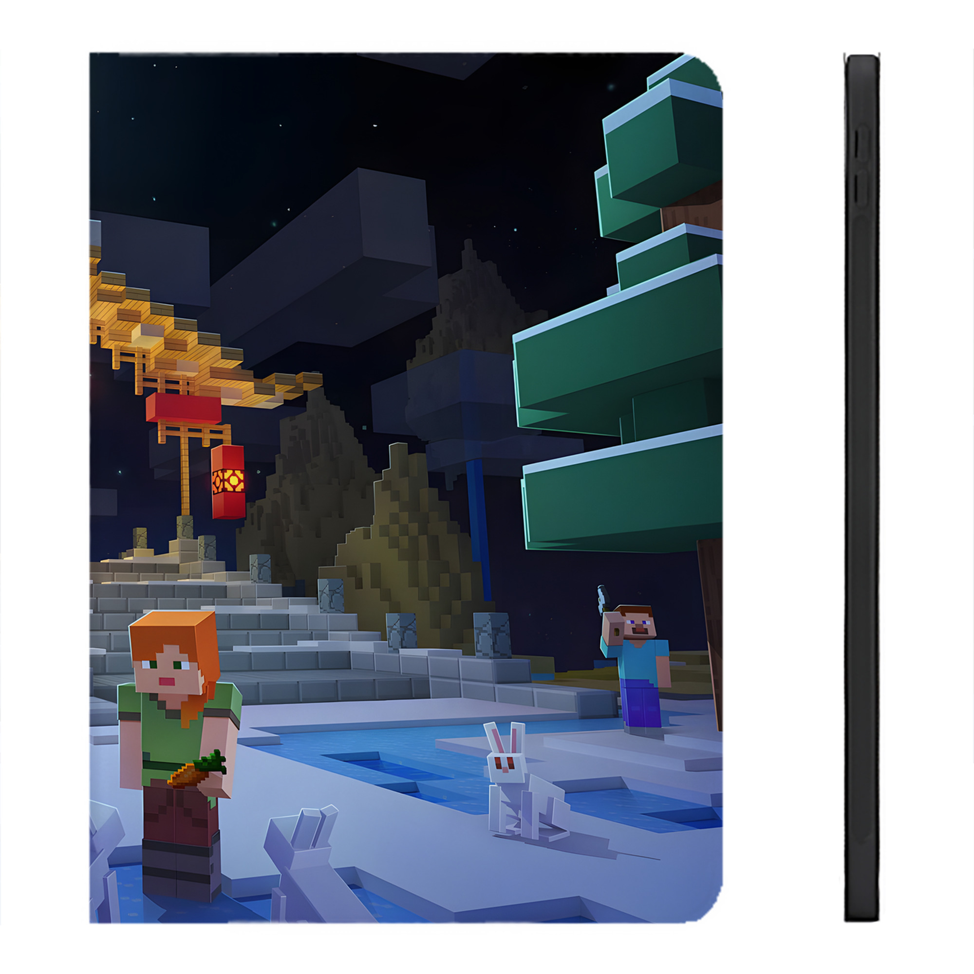 （画像用） マインクラフト ブロックの世界 Minecraft MC Block world IPadケース ペンホルダー付き ブックスタイルデザイン